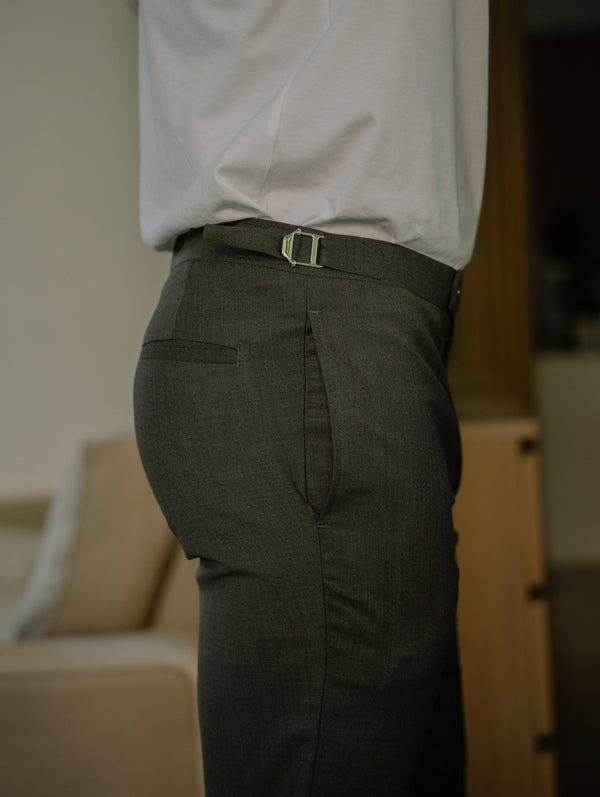 Dark grey double belt trousers