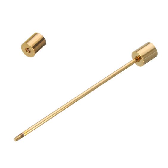 Cylindrical gold collar pin