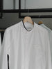 White with navy trim collar shirt