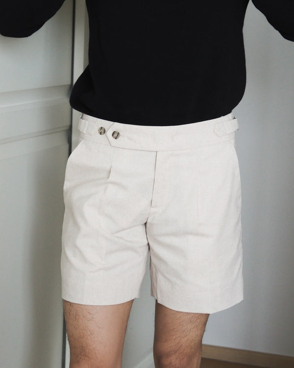 Beige linen - Terry side adjuster shorts