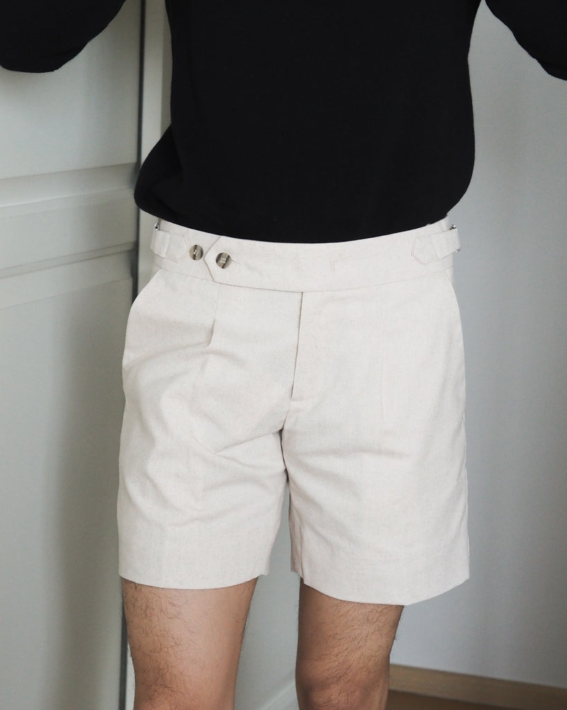 Beige linen - Terry side adjuster shorts