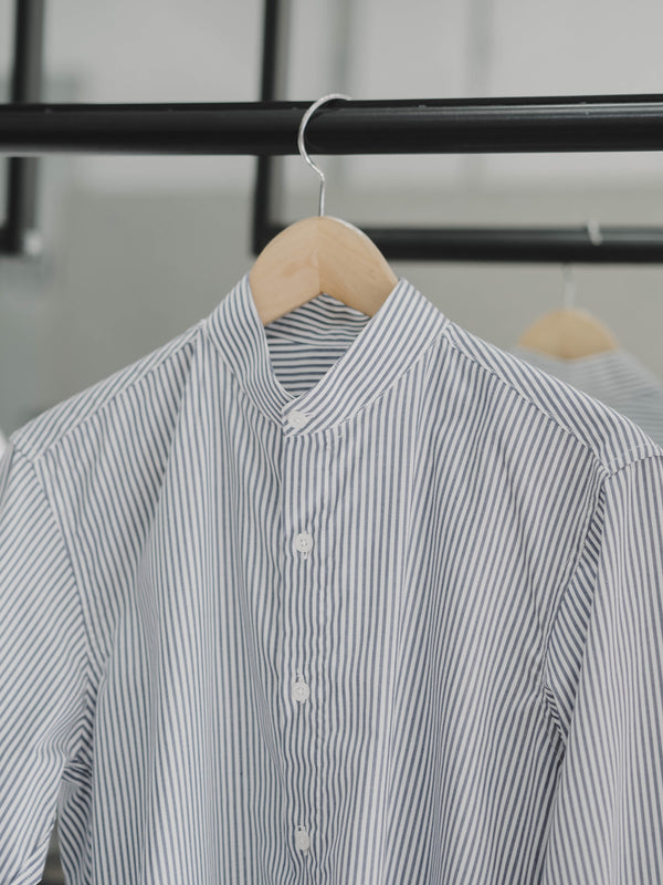Blue stripe - stand collar shirt