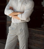 Grey - Pleated belt trousers