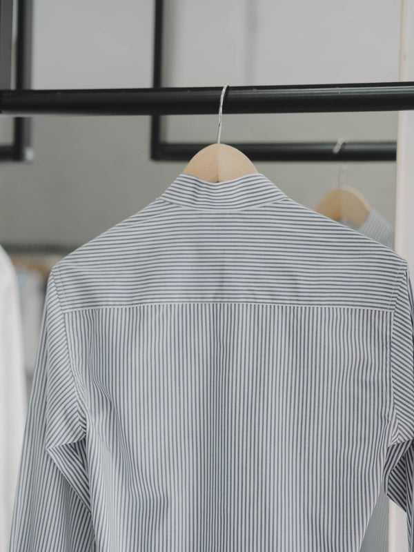 Blue stripe - stand collar shirt