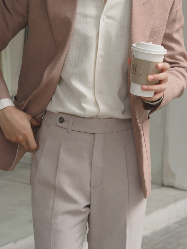 Latte - Dylan pleated tapered trousers