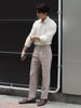 Latte - Dylan pleated tapered trousers
