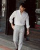 Grey - Pleated belt trousers