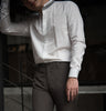White with grey solid mao collar shirt