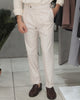 Beige linen - tapered trousers