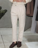 Beige linen - tapered trousers