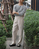 Beige reverse pleated trousers