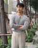 Beige reverse pleated trousers