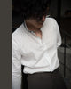 White with grey solid mao collar shirt