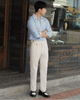 Beige linen Homme pleated trousers