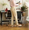 Beige - plain double pleated trousers
