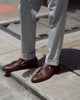 Grey - Pleated belt trousers