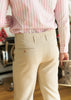 Beige - plain double pleated trousers