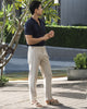 Beige - draped plated trousers