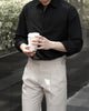 Beige Edge pleated belt trousers