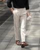 Beige Edge pleated belt trousers