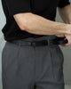 Grey - plain double pleated trousers