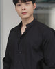 Black stand collar shirt