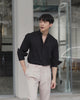 Black stand collar shirt