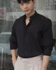 Black stand collar shirt