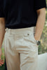 Beige belt waist pleated with pocket trousers