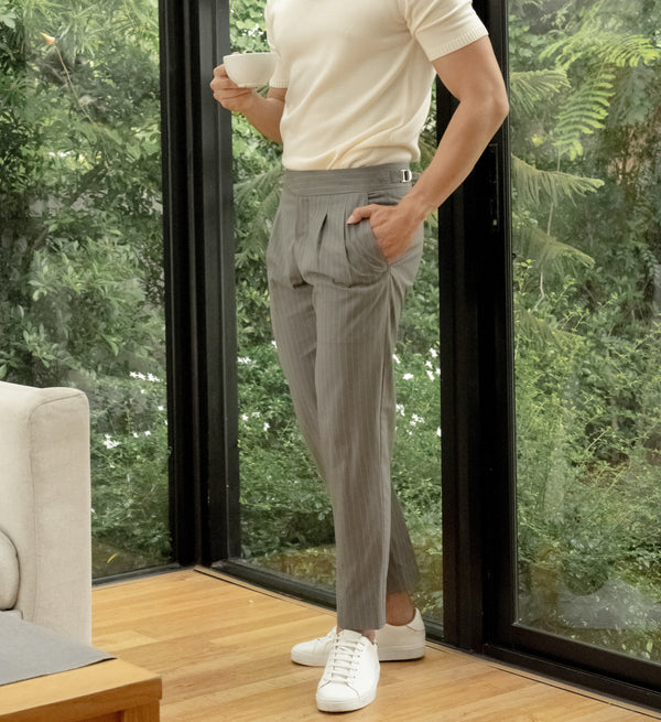 Grey stripe - hugo belted trousers