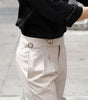 Beige Edge pleated belt trousers