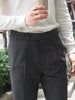 Grey pinstripe Dylan plated tapered trousers