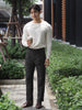 Grey pinstripe Dylan plated tapered trousers