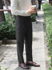 Grey pinstripe Dylan plated tapered trousers