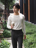 Grey pinstripe Dylan plated tapered trousers