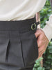 Grey pinstripe Dylan plated tapered trousers