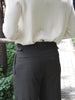 Grey pinstripe Dylan plated tapered trousers