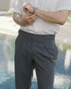Dark grey - draped plated trousers