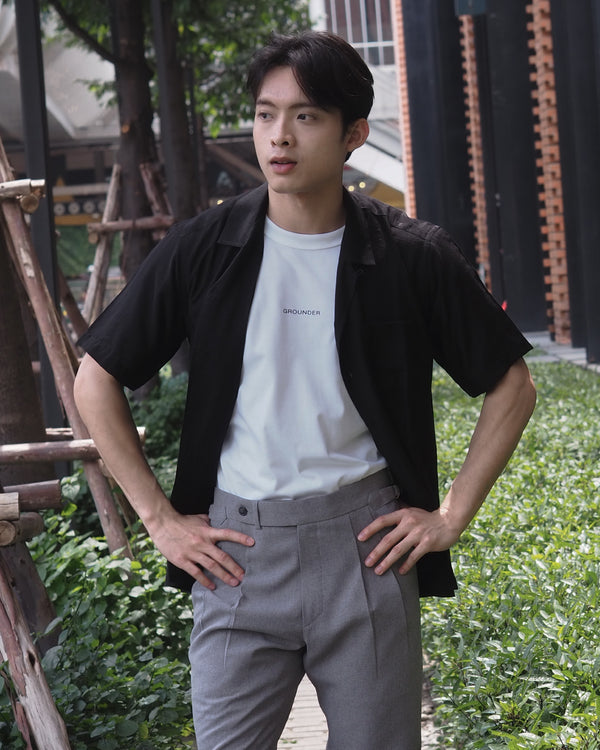 Black linen pocket shirt