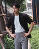 Black linen pocket shirt