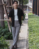 Black linen pocket shirt