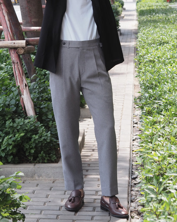 Grey - Rafael pleated trousers