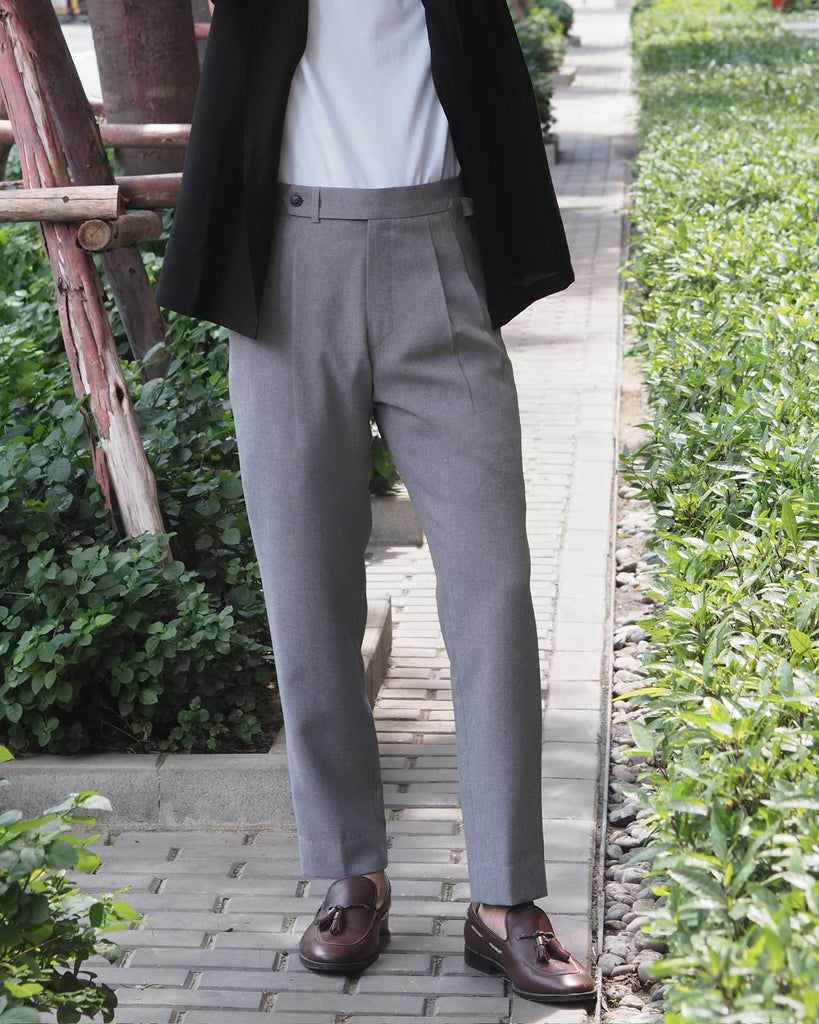 Grey - Rafael pleated trousers