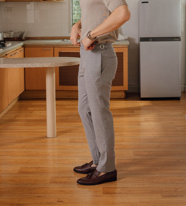 Light grey double belt trousers