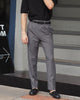 Grey - plain double pleated trousers
