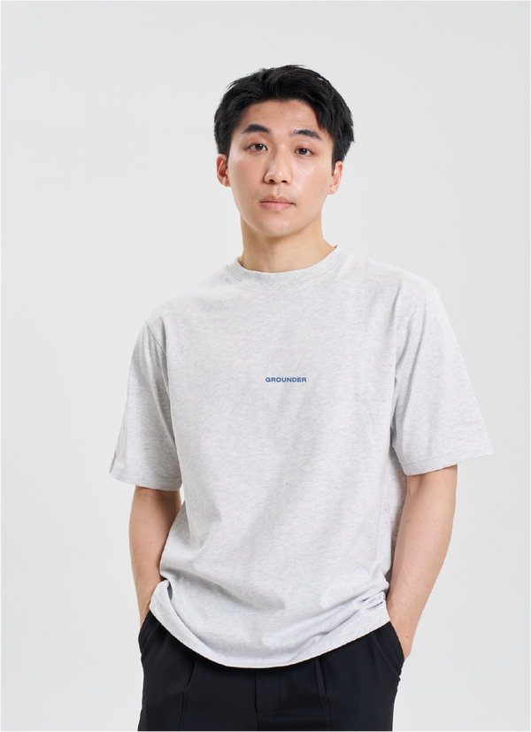 Light grey top dyed - logo oversize t-shirt