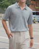 Mint knitted silk polo shirt