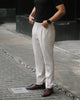Beige - Pleated belt trousers