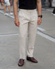 Beige - Pleated belt trousers
