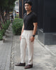 Beige - Pleated belt trousers